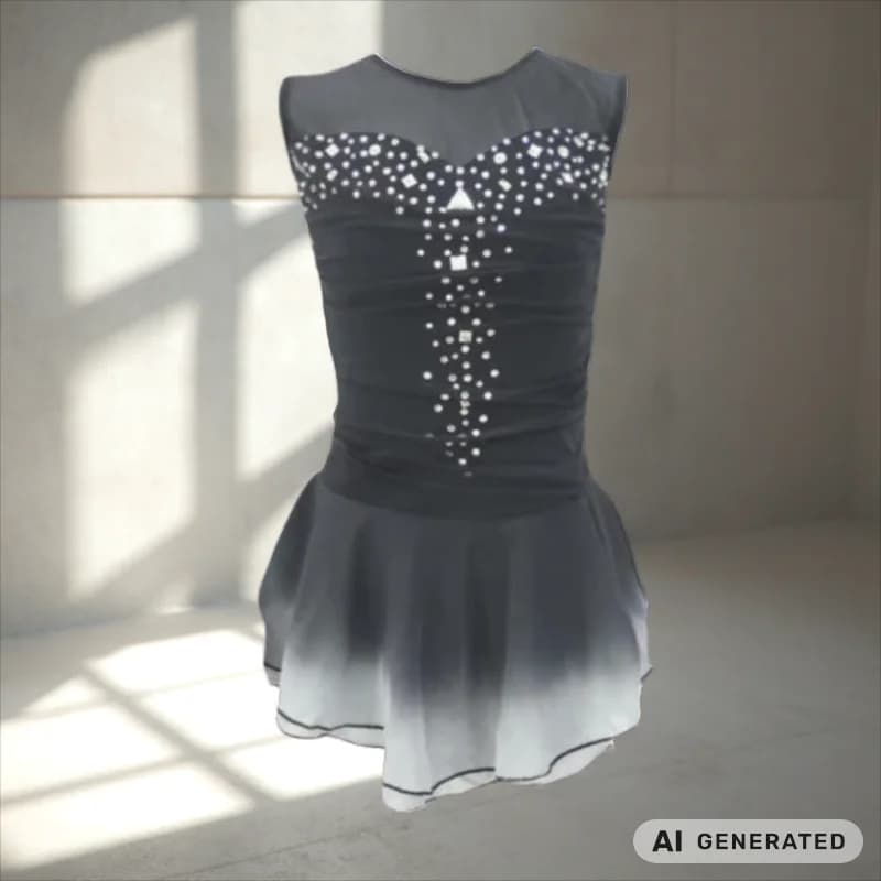 LIUHUO Vestito da Pattinaggio di Figura Donna Ragazza Adolescente Costume da Spettacolo sul Ghiaccio Nero Senza Maniche Ginnastica Concorso Body Roller Kid
