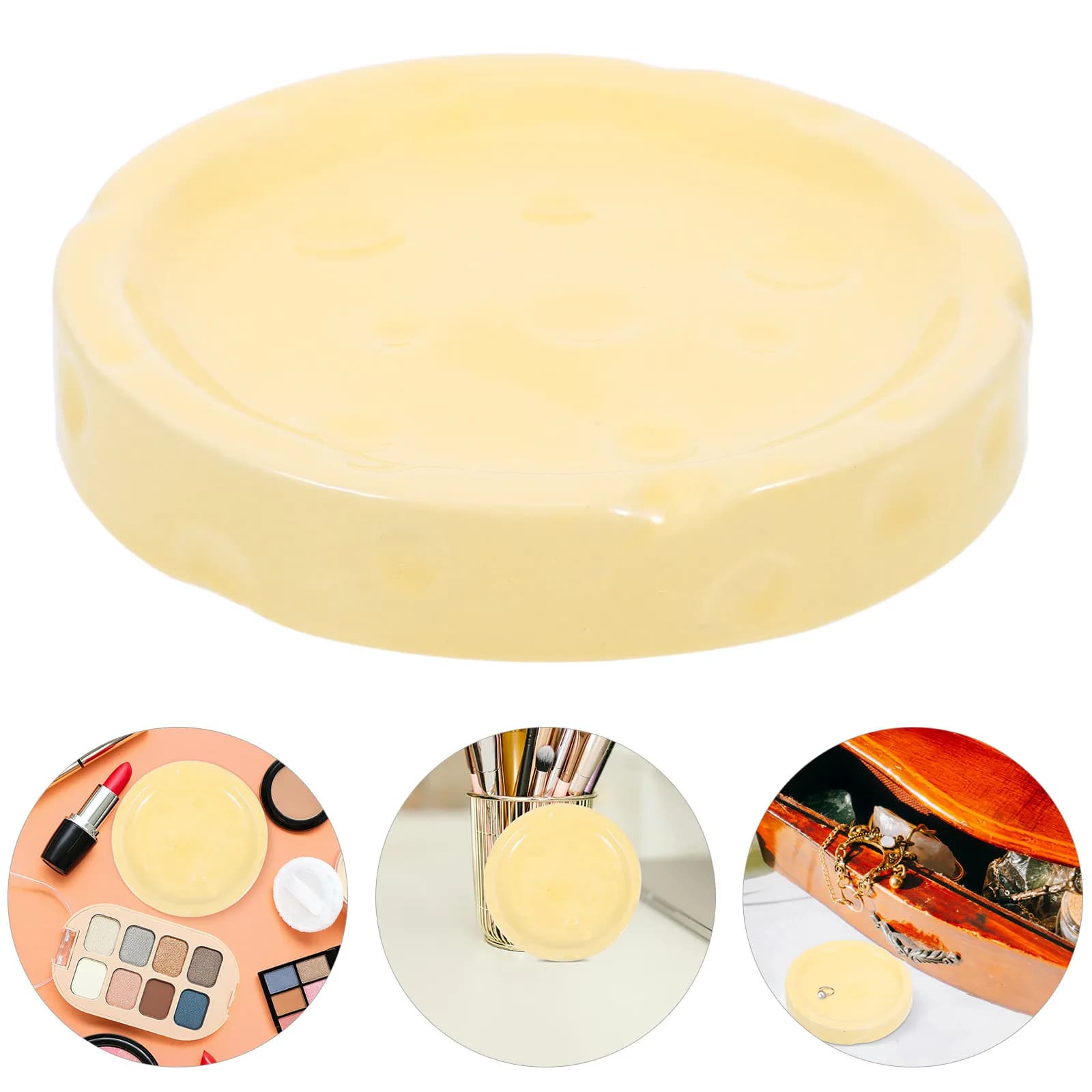 Vassoio Decorativo in Ceramica a Forma di Formaggio Unico, Portaoggetti Multifunzionale per Gioielli, Anelli e Ciondoli, per Bagno e Camera da Letto