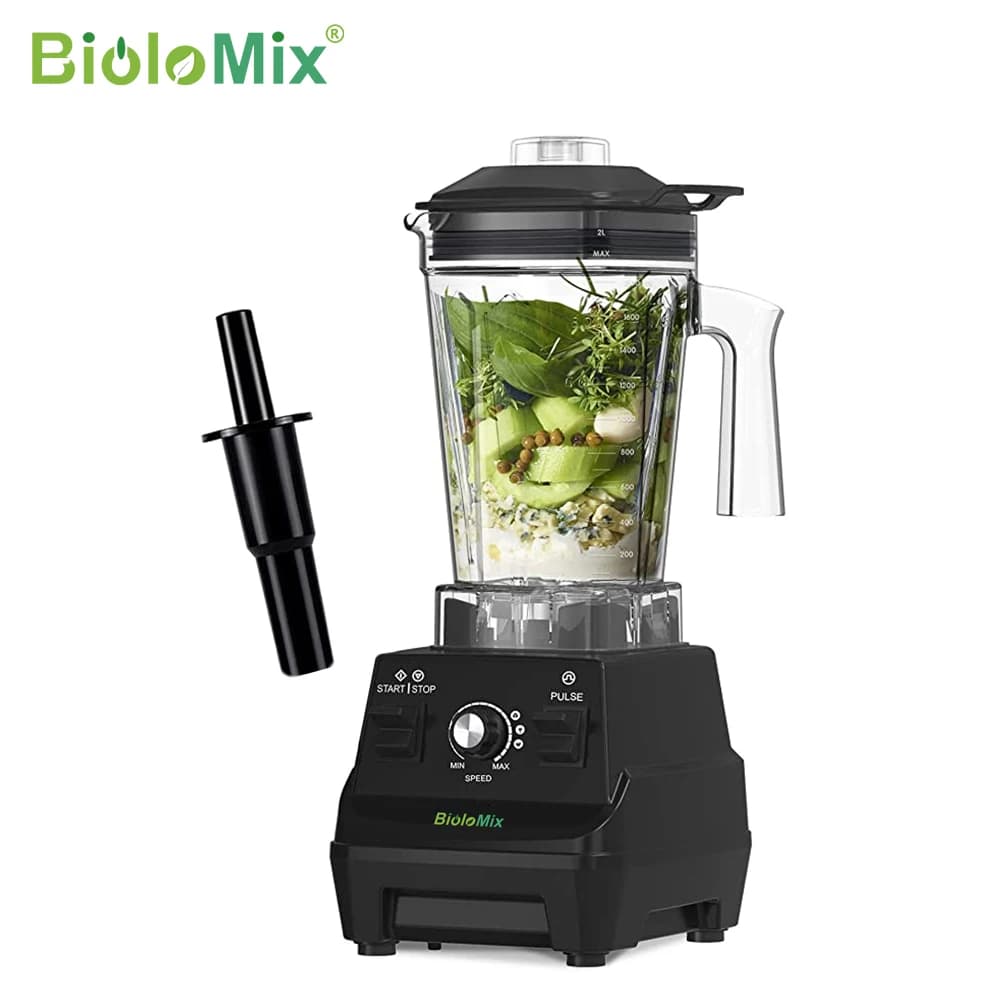 BioloMix Mini Pro professional grade smoothie blender from 1800W, 1.8-liter container, black/red, self-cleaning