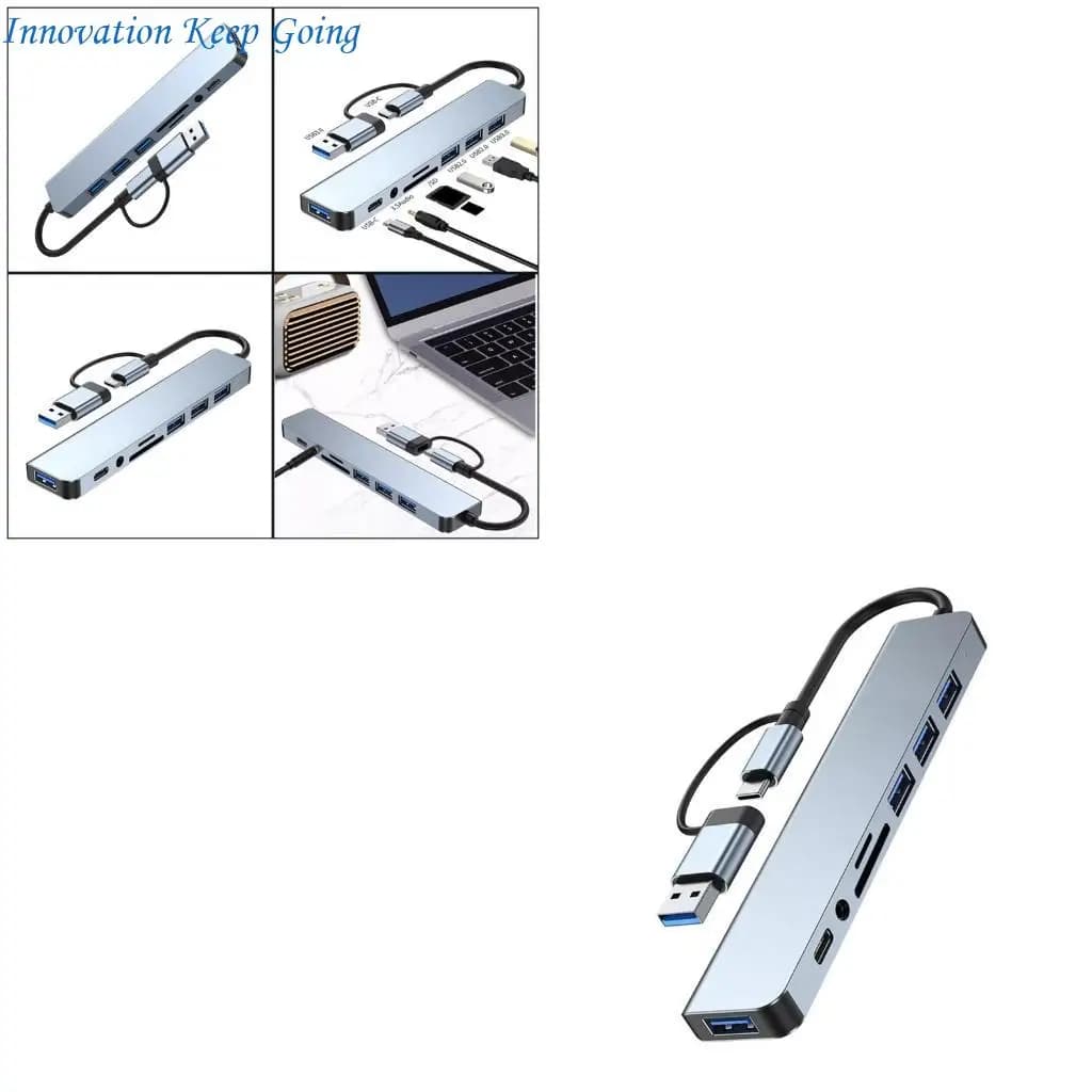 E65C USB C Hub with USB Port Small Card Reader Headphone Port and USB C Data Port Multiple Function Docking Station