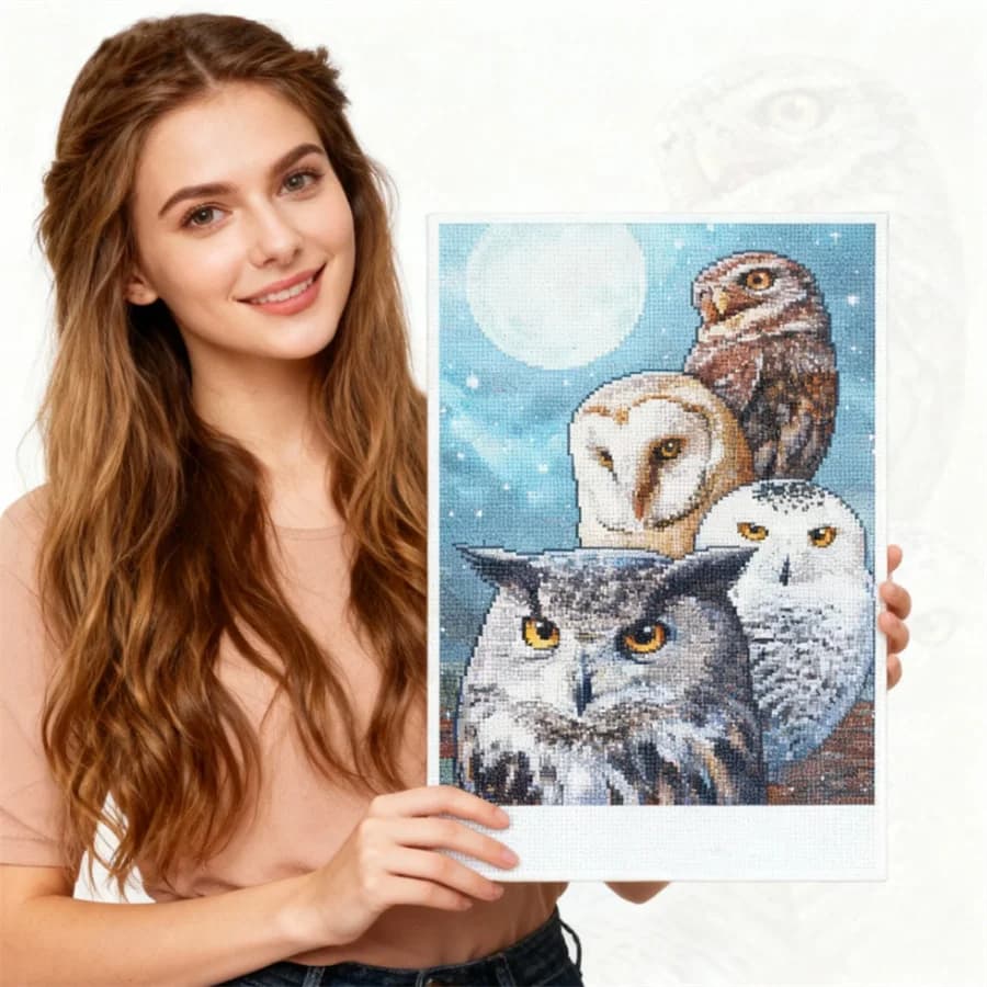 Kit Punto Croce 2026 Nuovo Stile con Stampa Animali Cartoni Animati Leone Gufo, Ricamo Fai da Te, Cucito, Artigianato, Lavoro a Mano, Pittura, Design per la Stanza