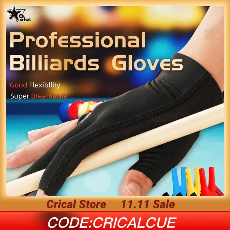 CRICAL 3 Fingers Billiard Glove Comfortable Lycra Snooker Cue Gloves Right Hand & Left Hand Billiard Training Gloves Accessories