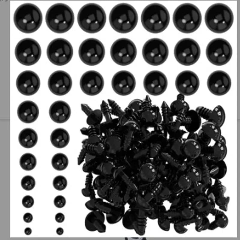 Toys Accessories Plastic Eyes Art Glasses Black Bean Eyes All Black Screw Eyes Dolls For You 100 Eyes