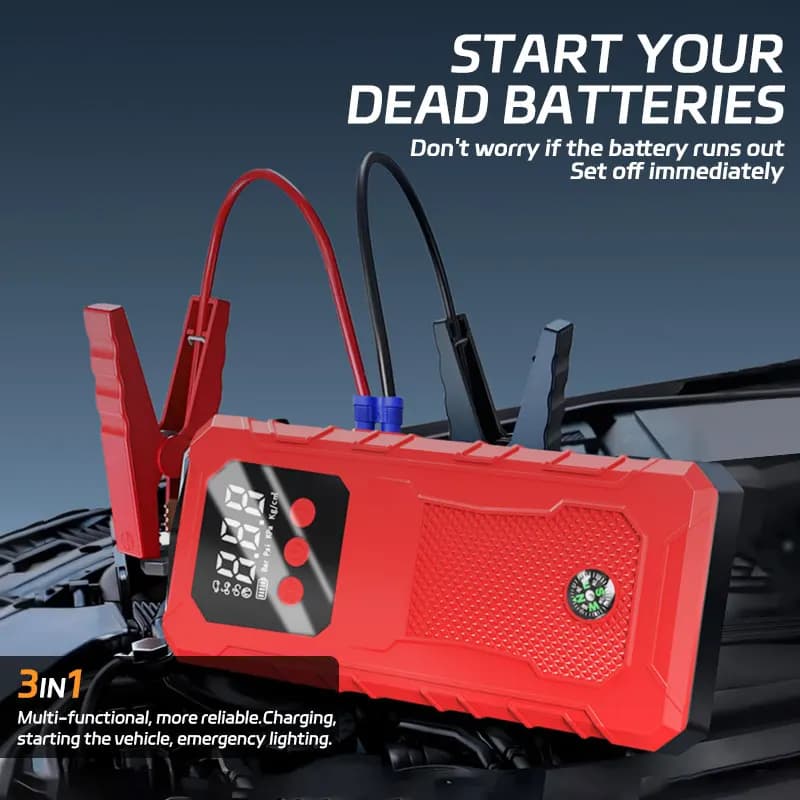 Avviatore di Emergenza per Auto 6000A con Caricatore DC 150W - Display LED da 3,3 Pollici e Torcia da 600 Lumen, Booster di Batteria Portatile per Emergenze