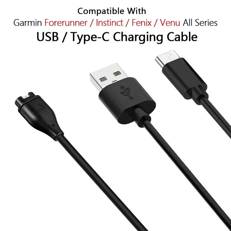 Cavo di ricarica USB tipo C per Garmin Venu2/VenuSq2/3/3S Fenix 5/6/7 Vivoactive4/4S/3 Cavo di ricarica rapida per Forerunner 965/266