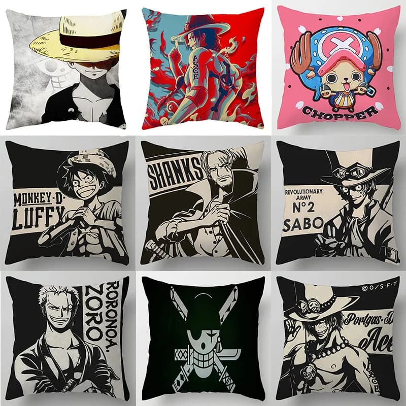 Anime One Piece Cartoon Pillow Cover 45x45 cm Polyester Square Rufy Federa Office Home Sofa Decor Pillow Sheet Toys Gifts
