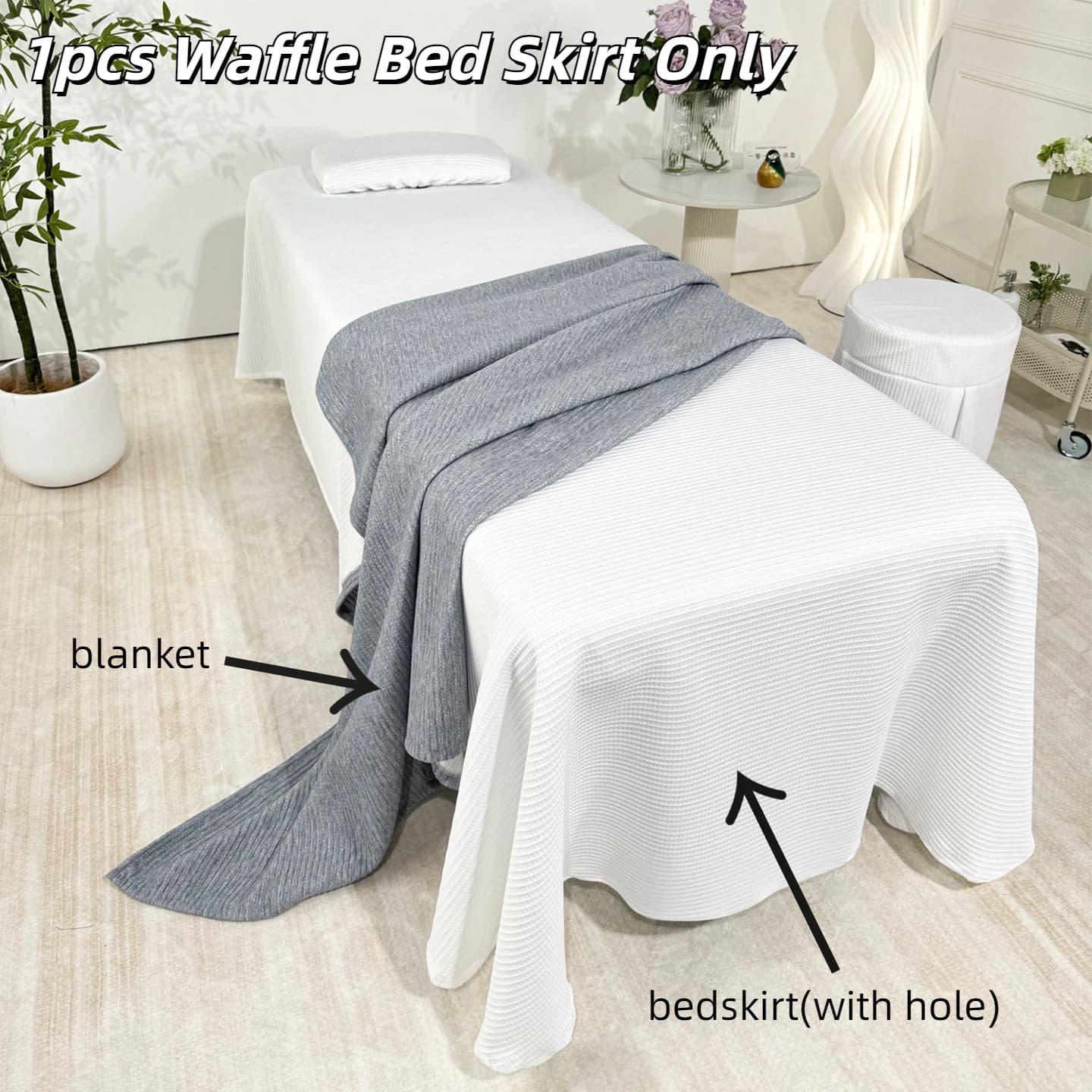 Solid bed skirt knitted honeycomb for beauty salon 1 pcs massage bed headdress bed anti slip Sabana bed with hole