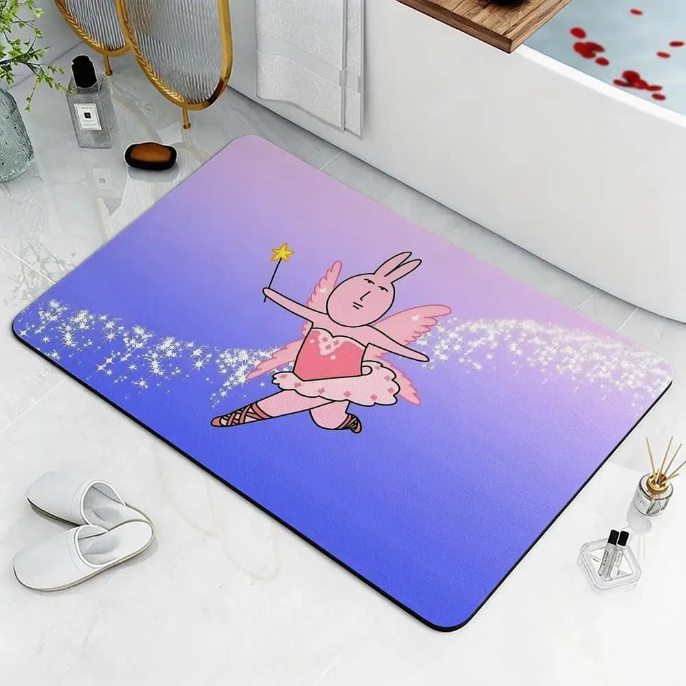Cartoon M-My friend rabbit floor Mat in ecological diatomite, antibacterial and odor-free for kitchen and bathroom