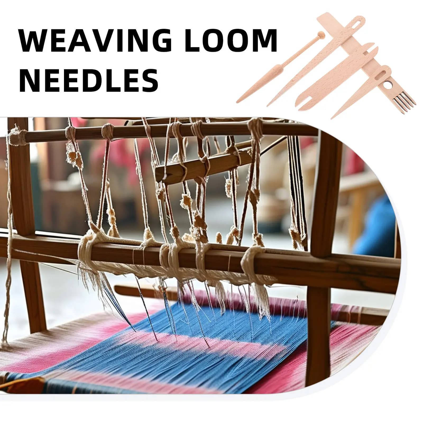1Set Wooden Weaving Loom Set Precision Crafted Portable Mini Loom for Tapestry Art DIY Home Travel Crafting Weaving Tool Kit