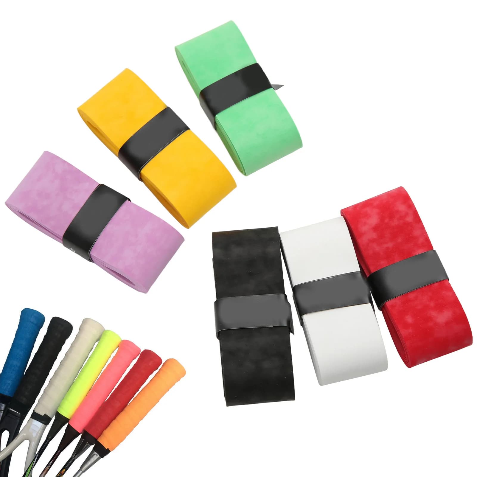 Set di 6 Overgrip Multicolore Viscosi Antiscivolo per Racchette da Tennis e Badminton, Nastro Adesivo per Sport