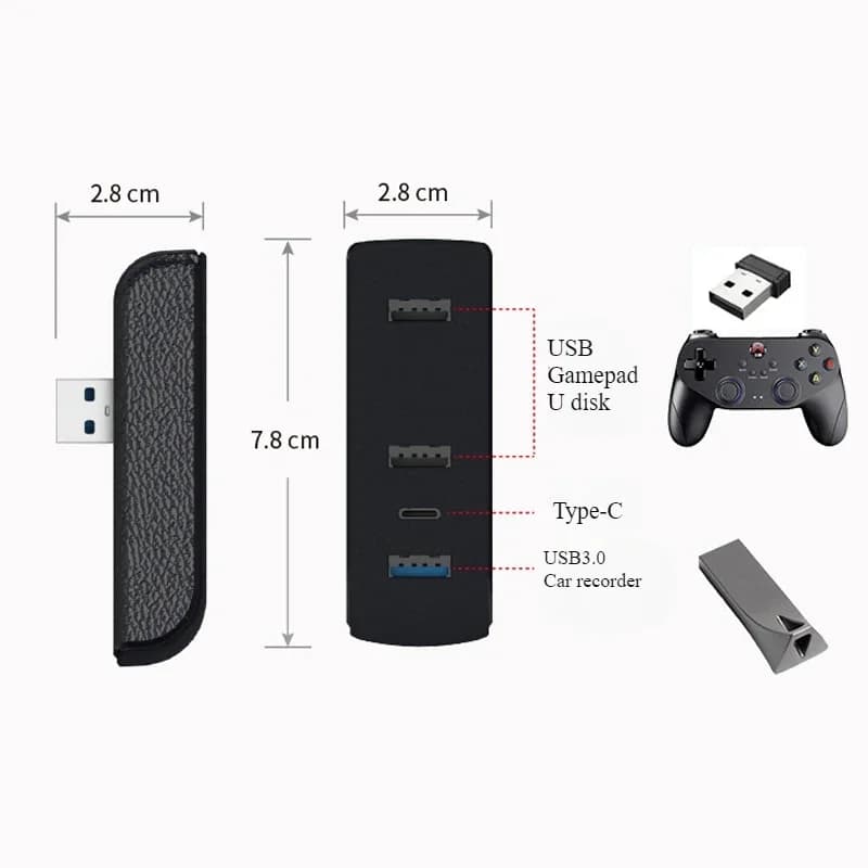 Per Tesla Model 3+/Y Juniper 2025: Stazione di ricarica per vano portaoggetti con hub USB 4-in-1, estensore USB, caricatore e trasferimento dati migliorato