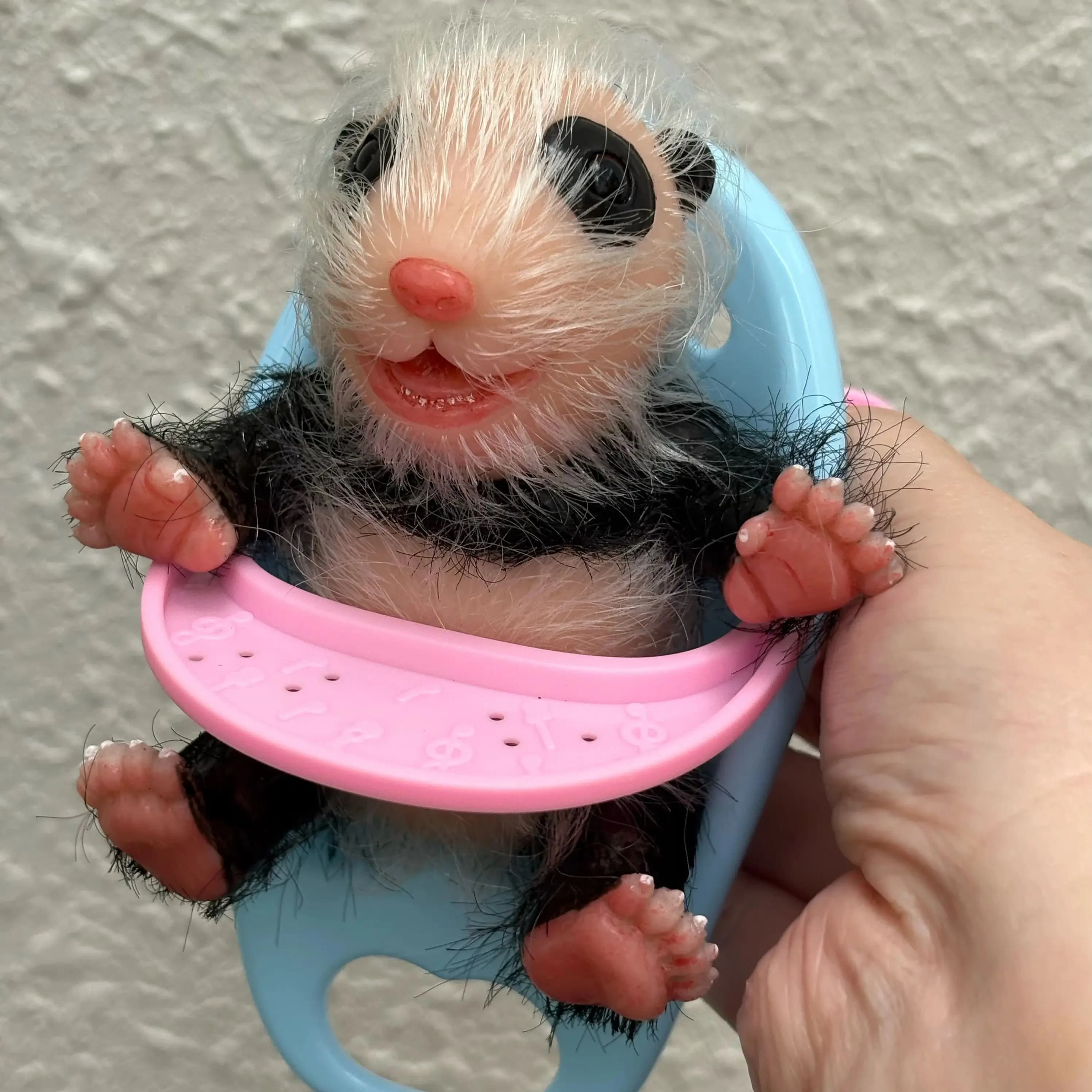 Bambole Reborn da 6 pollici Mini Palm in silicone Pandas Bambole per neonati in silicone morbido per tutto il corpo realistiche dipinte per il regalo di Natale del capretto