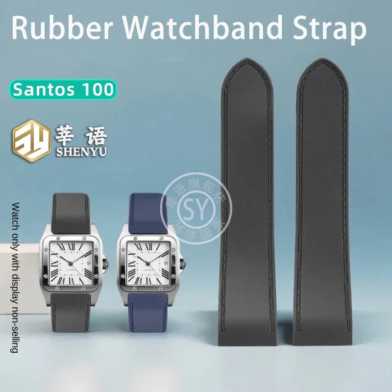 Cinturino per orologio in gomma Shenyu per cinturino in silicone Cartier Santos 100 cinturino da polso impermeabile per uomo e donna 25 23mm