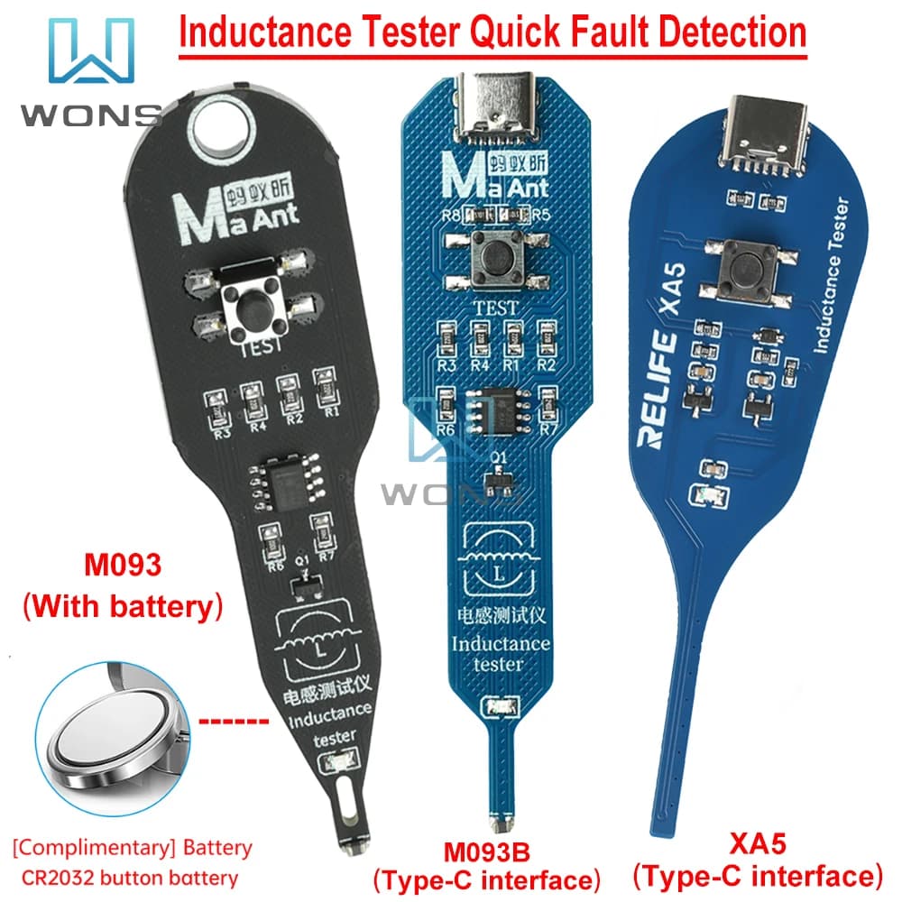 Tester di induttanza tipo C/alimentato a batteria Induzione elettromagnetica Controllo rapido guasti Tester bobina scheda madre portatile per PC