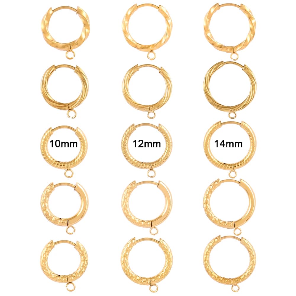 5pcs Stainless Steel Hoop Earrings Fitting Base 18K Gold Plated Earring For DIY Jewelry Making Supplies Accessories