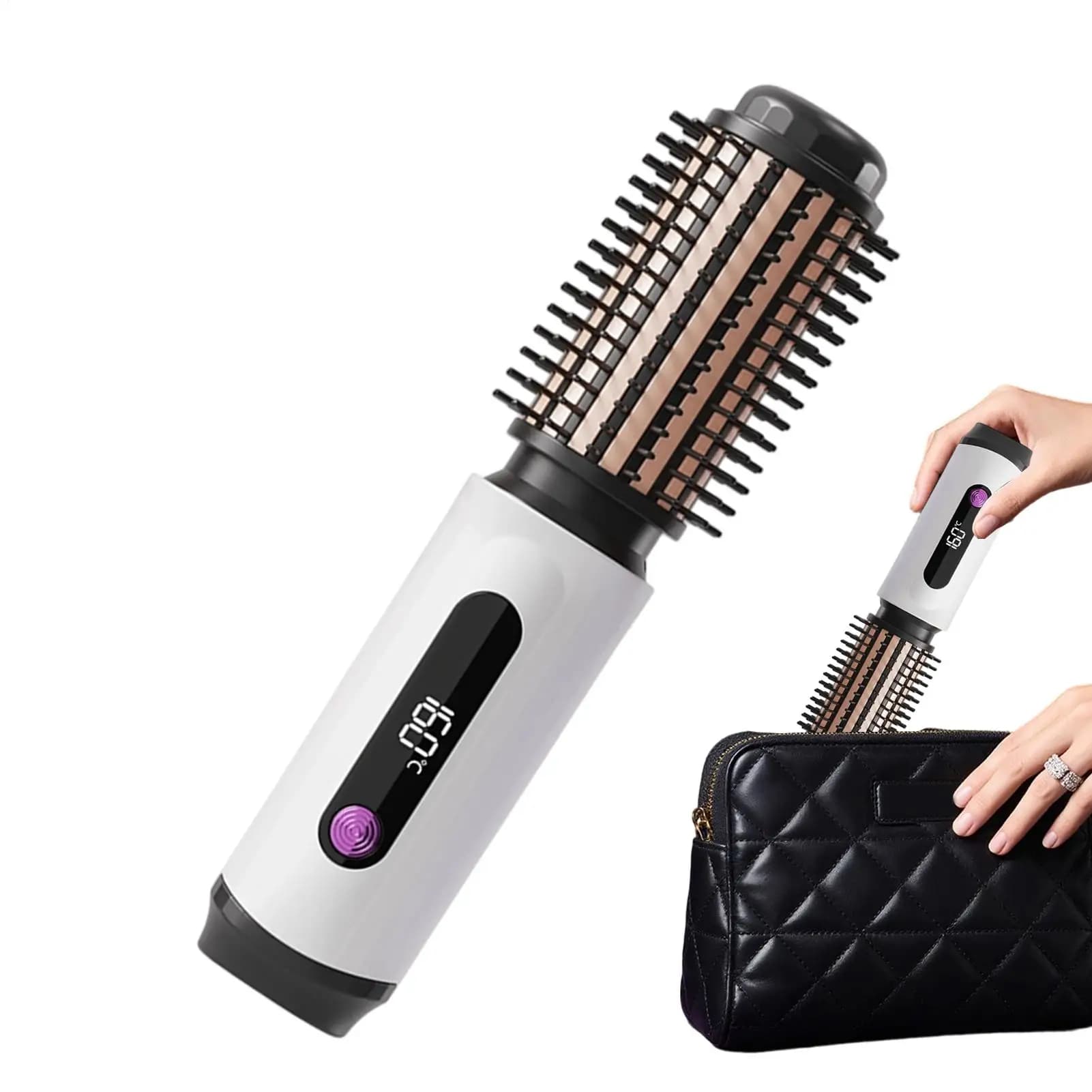 Brush for iron curlers Ion curler with 3 temperature settings Brush for curling hair for women Men Salon Blowout Look Less