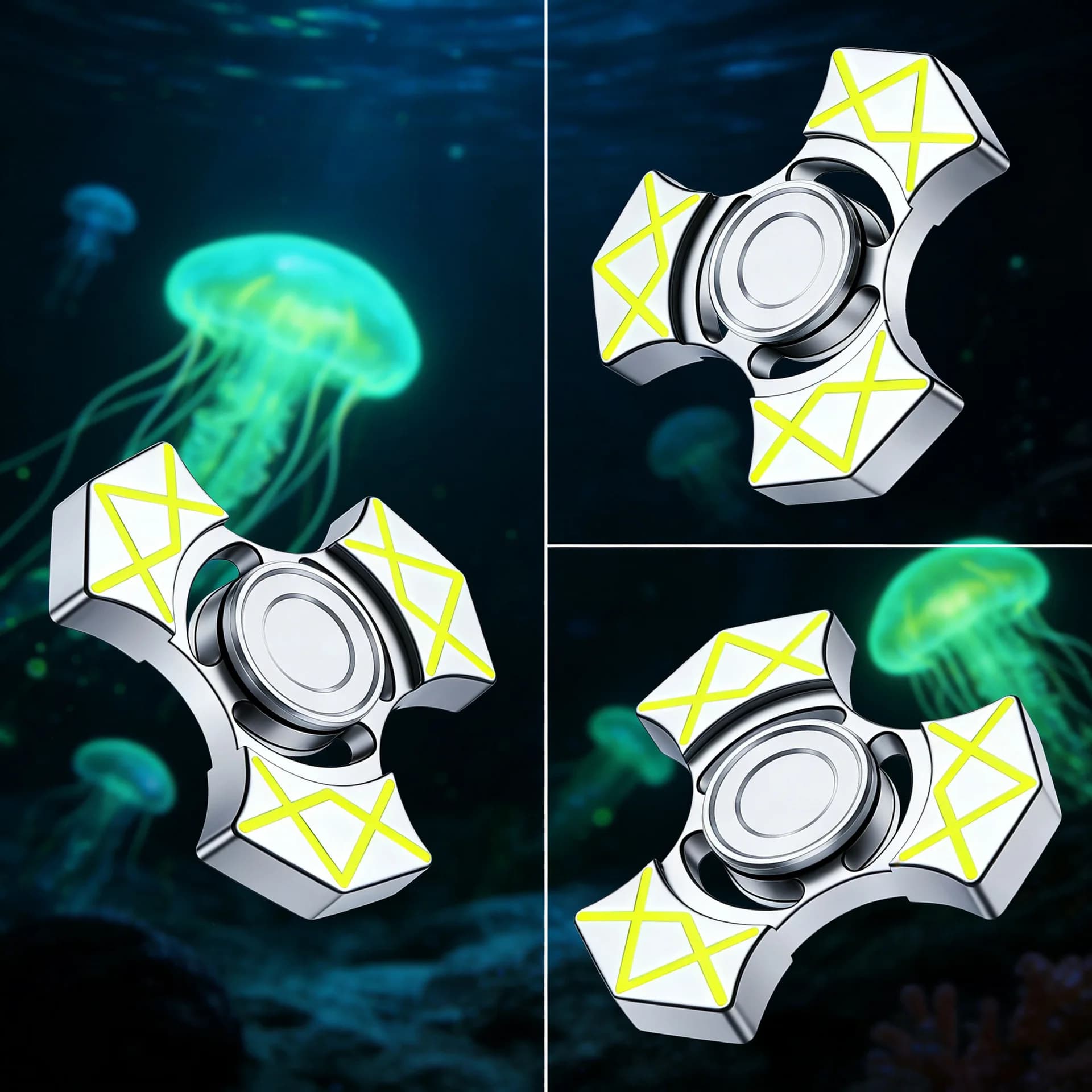 Spinner EDC in Lega con Ingranaggi a Catena, Giroscopio Luminoso, Spinner da Dito Delicato, Anello Antistress, Giocattolo per Alleviare lo Stress