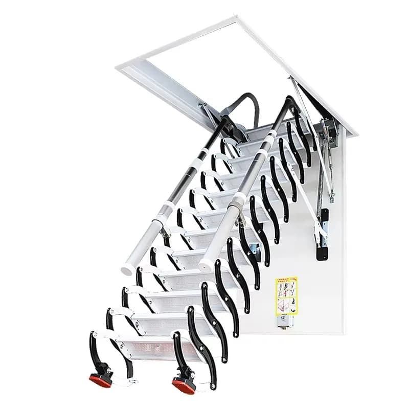 Convenient attic retractable wall ladder, telescopic pull-out ladder, carbon steel material, supports 300 kg, and has a stretch