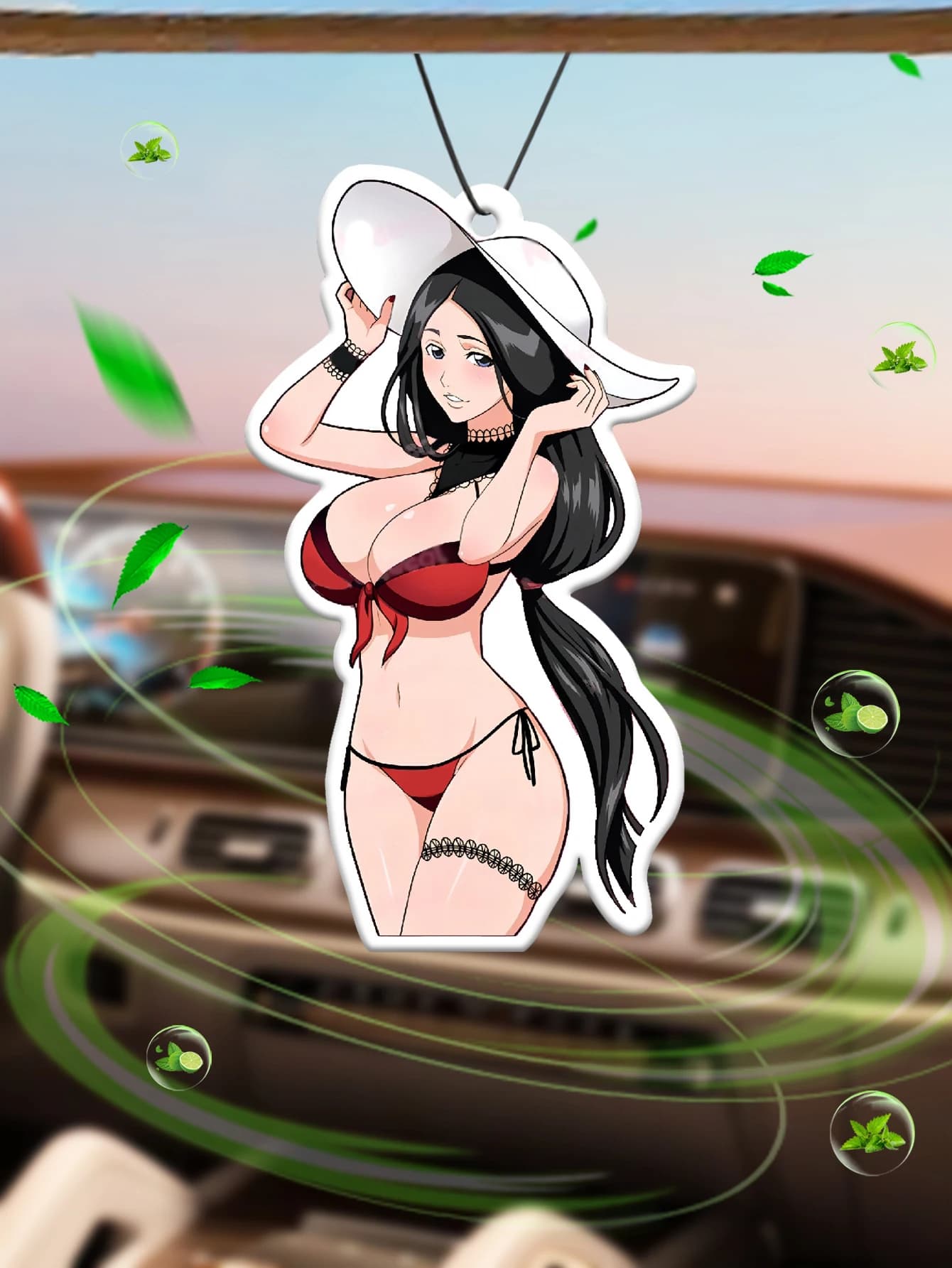 Hilton (hotel smoke) Car fragrance tablets Japanese sexy bikini, imported natural air purifier, car deodorant, fragrance tablets to hang the car retrovisor mirror, long-lasting scent, creative natural air scent for the wardrobe atmosphere