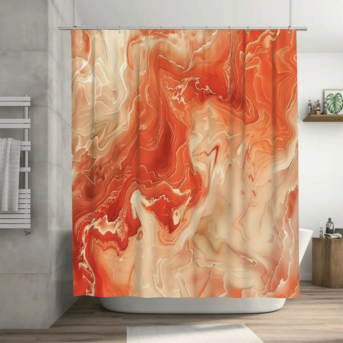 Tenda da doccia Peach Vibes, tende da bagno impermeabili in poliestere con ganci