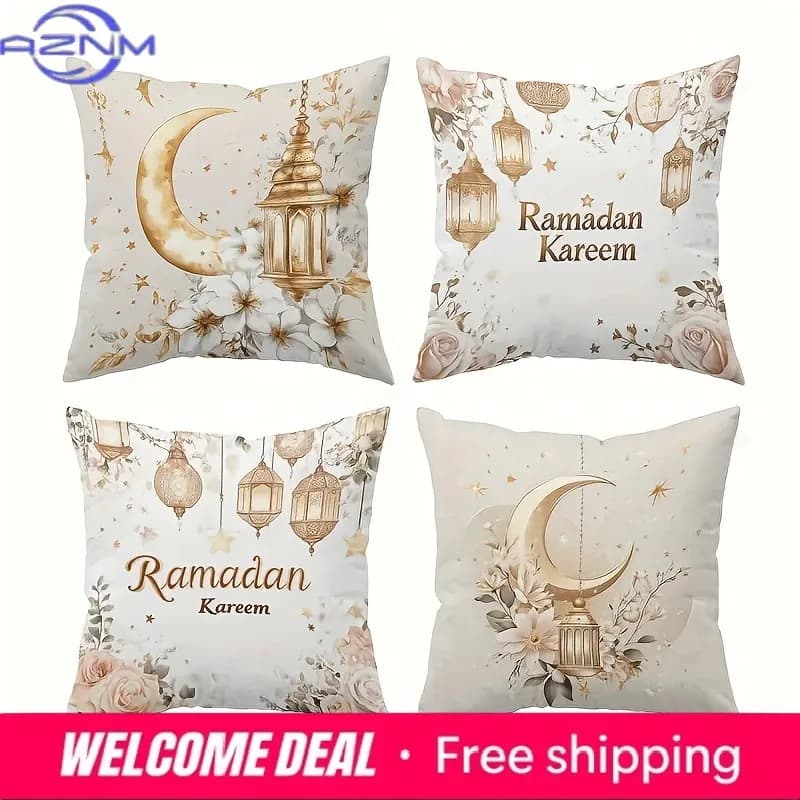 Cuscini con motivo floreale a forma di lanterna per Ramadan Kareem, federa in poliestere, cuscino decorativo per divano, cuscino per testiera