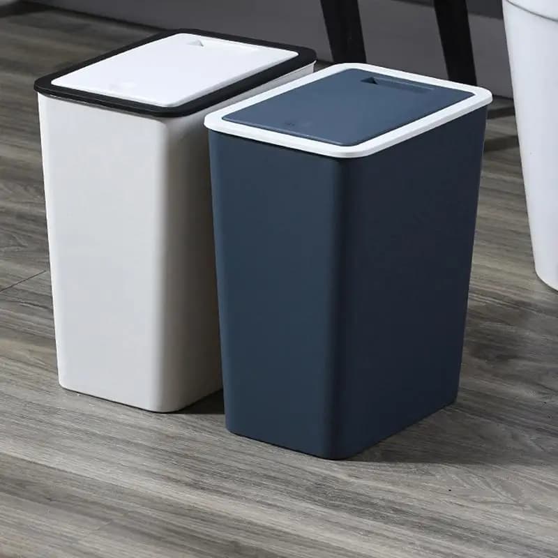 Bidone della spazzatura con coperchio Bidone della spazzatura Bidone del riciclaggio con pressa superiore sottile moderno 13L per bagno interno Cucina Camera da letto Soggiorno