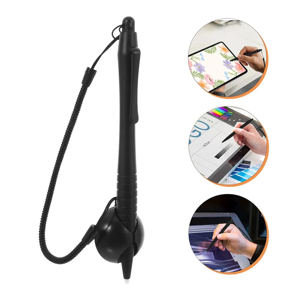 Penna touch resistiva da 3 pezzi, penna stilo con punta rigida, base con corda a molla, antifurto, per dispositivi con schermo resistivo, tablet, disegno, scrittura