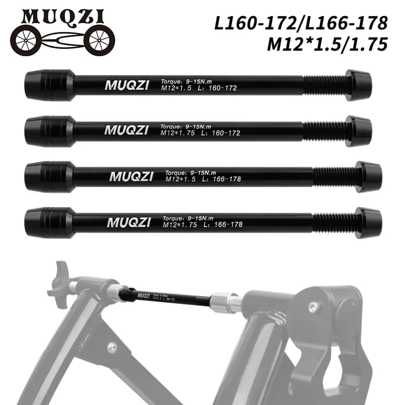 MUQZI Trainer Adattatore per asse passante M12 x 1,5/1,75 Filettatura 160-172mm 166-178mm Ruote per bici con albero Spiedini a sgancio rapido