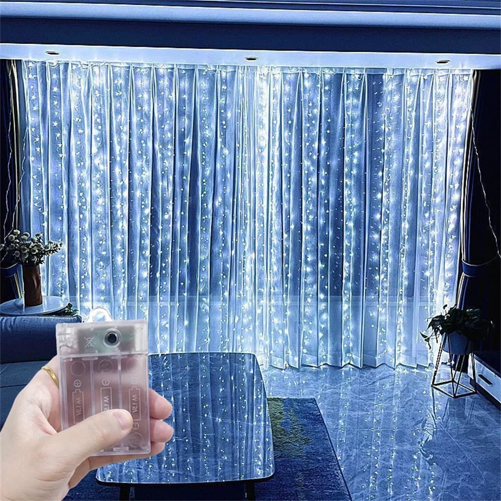 Luci a tenda a batteria con 8 modalità LED, luci natalizie per feste e matrimoni, decorazioni natalizie per casa e stanza