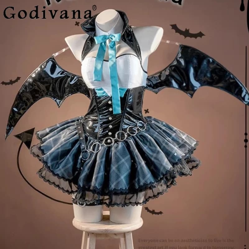 Women's Cosplay Uniform Dress for Halloween Party with Cosplay Wigs with Women's Souls Demon Sexy Dress