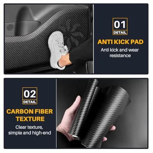 Carbon Fiber Door Kick Protector Mat For Hyundai Tucson 2021–2026 – Scratch & Dirt Resistant Interior Trim