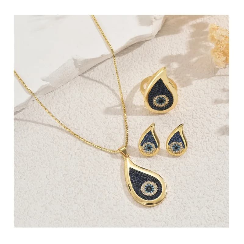 Set Orecchini e Collana da Donna Popolare, Anello con Design Hip Hop Occhio del Demone, Versatile e Lungo