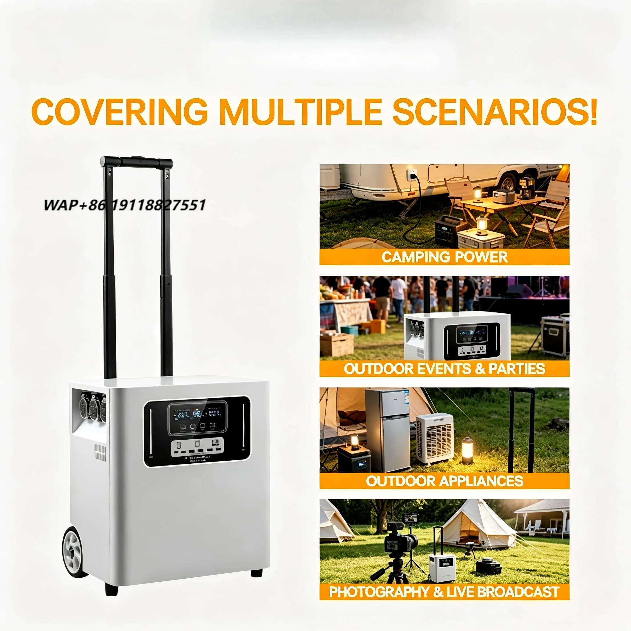 Pure Sine Wave LiFePO4 Jump Starter with Controller Solar Panel Car Power RV Port Cigar Lighter Type C External Battery