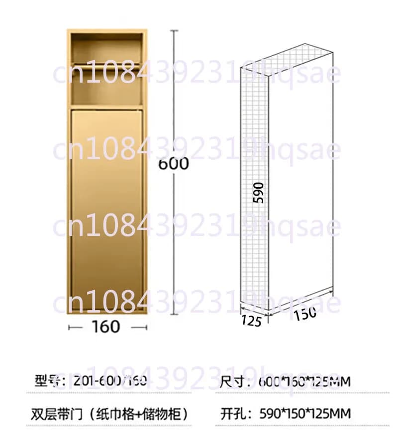 Stainless Steel Niche Concealed Embedded Toilet Brush Toilet Hotel Shelf Toilet Roll Stand