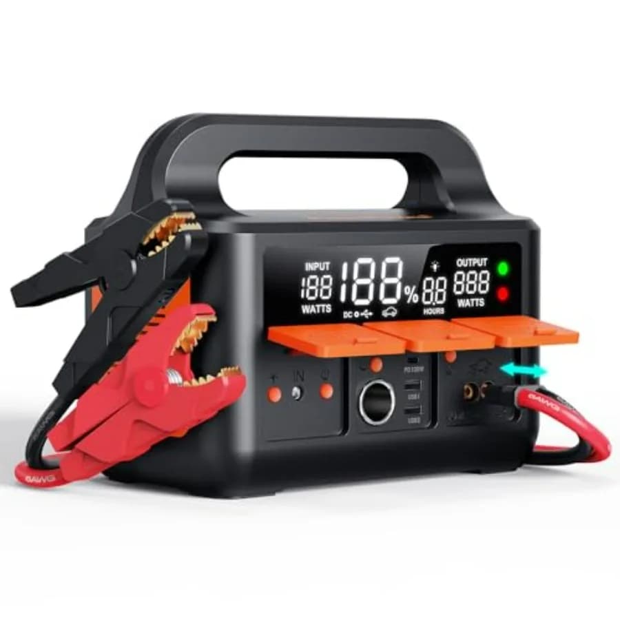 Avviatore di Emergenza 8000A LiFeMnPO4 per Tutte le Auto 12V, Ricarica Rapida Bidirezionale DC+PD 200W, Avviatore Portatile per Auto, Caricatore PD NON Incluso 30