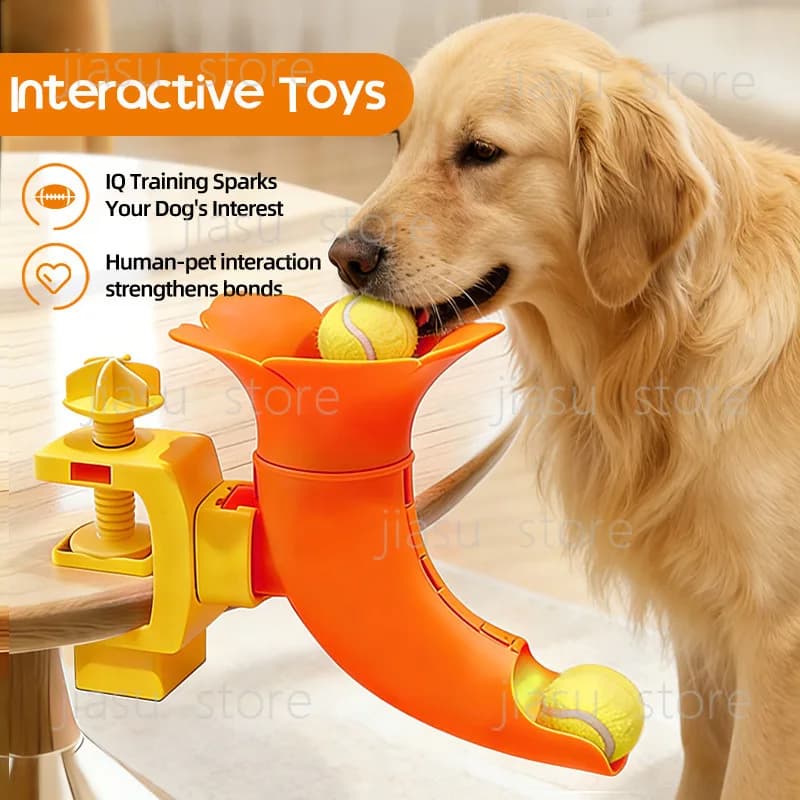 Pet Automatic Ball Throwing Machine, Tennis Launch Toy with Feeding Function for Indoor Outdoor Play
