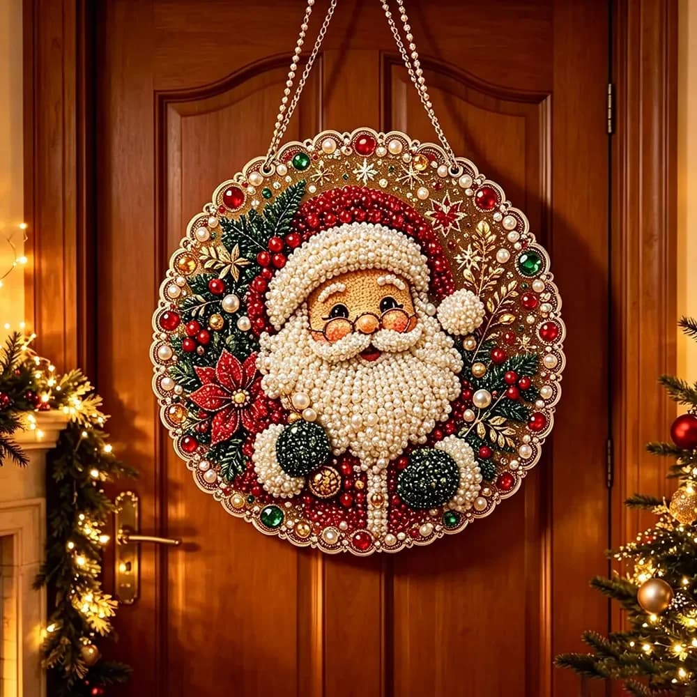 Runto 1pc Acrylic Santa Claus Diamond Painting Pendant,Christmas Decor for Home, Christmas Tree Hanging , Xmas Gifts
