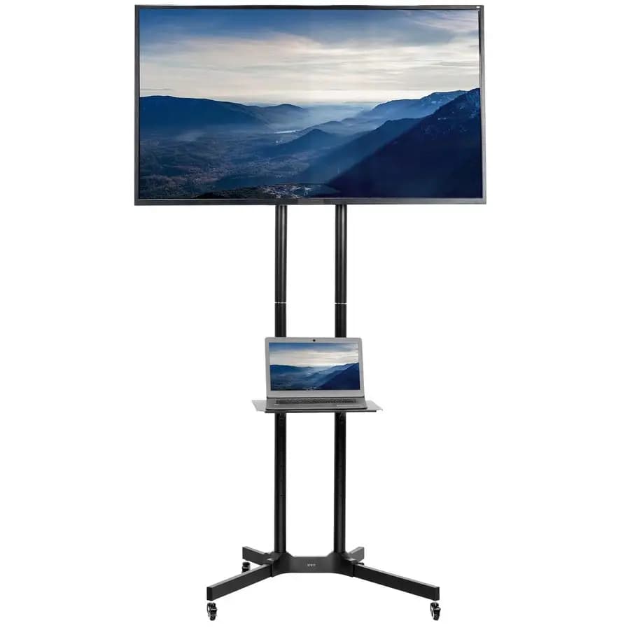 Carrello TV alto per schermi da 32 a 83 pollici fino a 110 libbre, pannelli piatti e curvi LCD LED OLED 4K Smart, supporto mobile con porta laptop