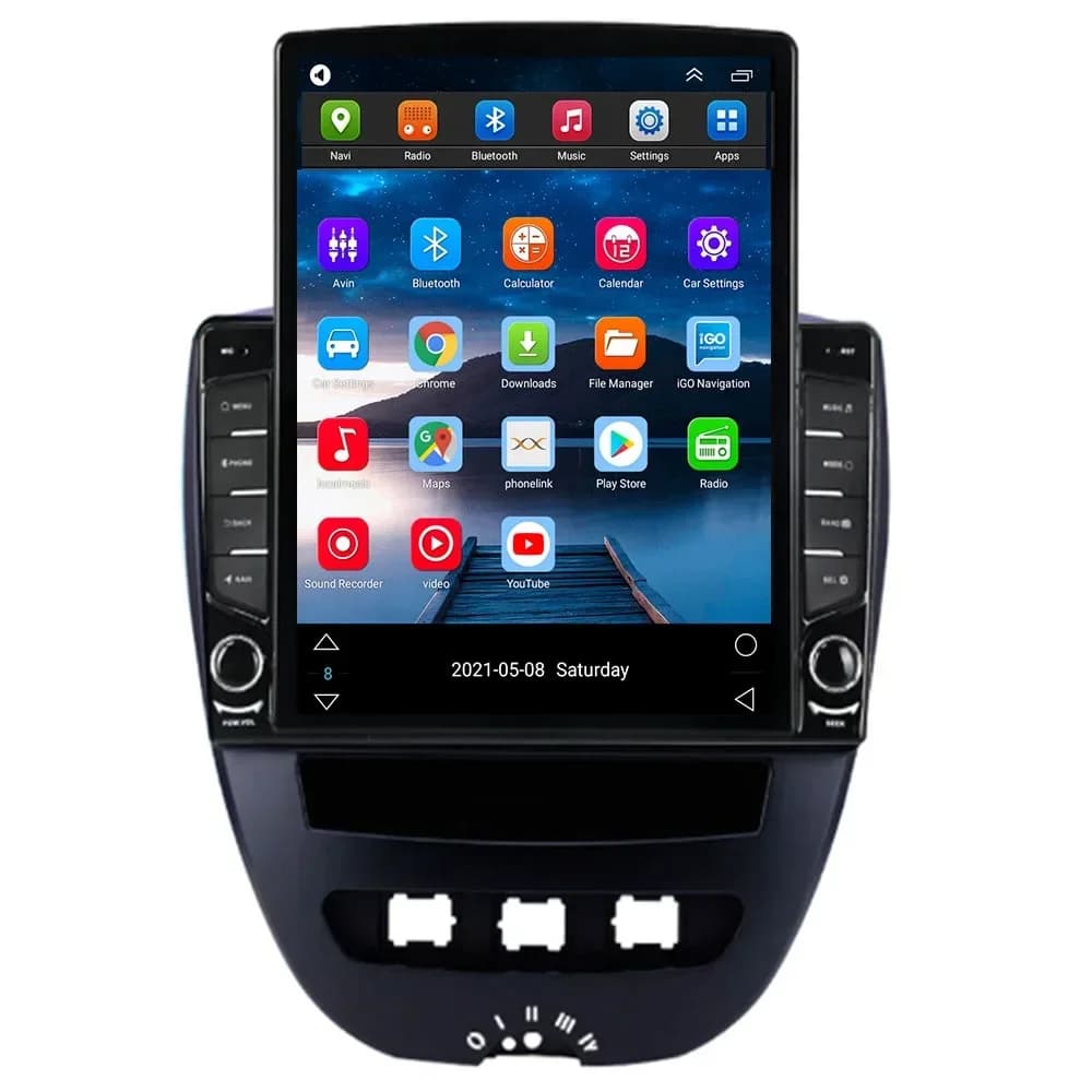 Tesla Type 2 Din Autoradio Per Peugeot 107 Toyota Aygo Citroen C1 05-2014 Multimedia Android 14 4G GPS navigation Carplay