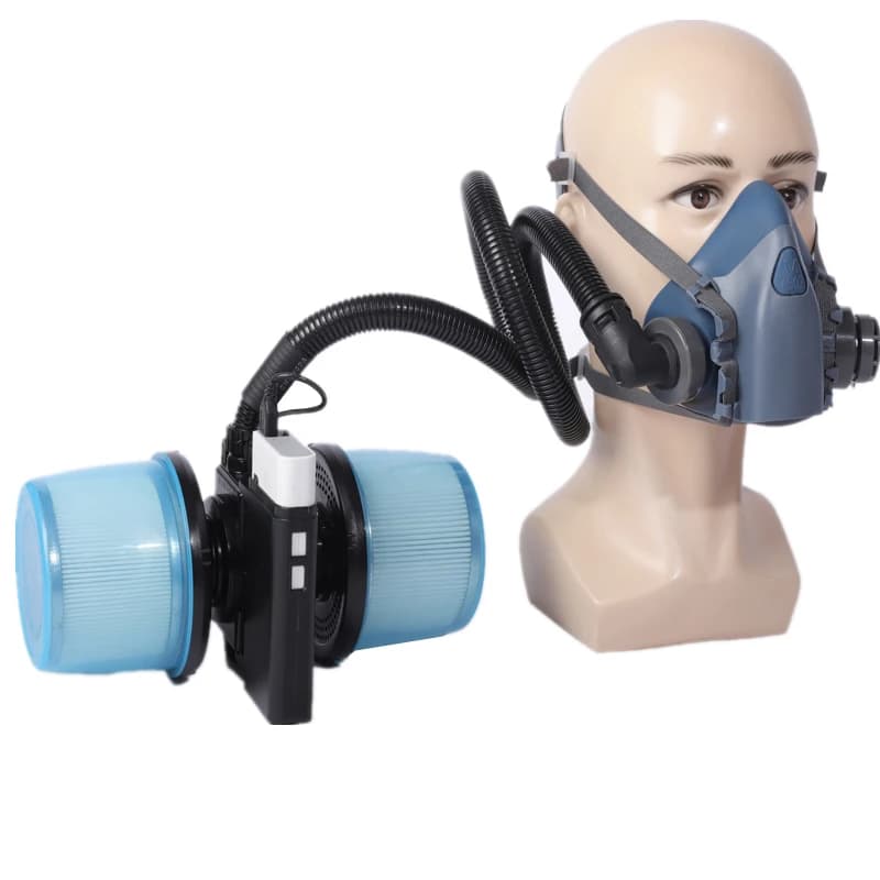 Respiratore elettrico ausiliario portatile con alimentazione d'aria 13000mAh batteria 7502 maschera antigas a mezza faccia per la verniciatura a spruzzo sicurezza sul lavoro