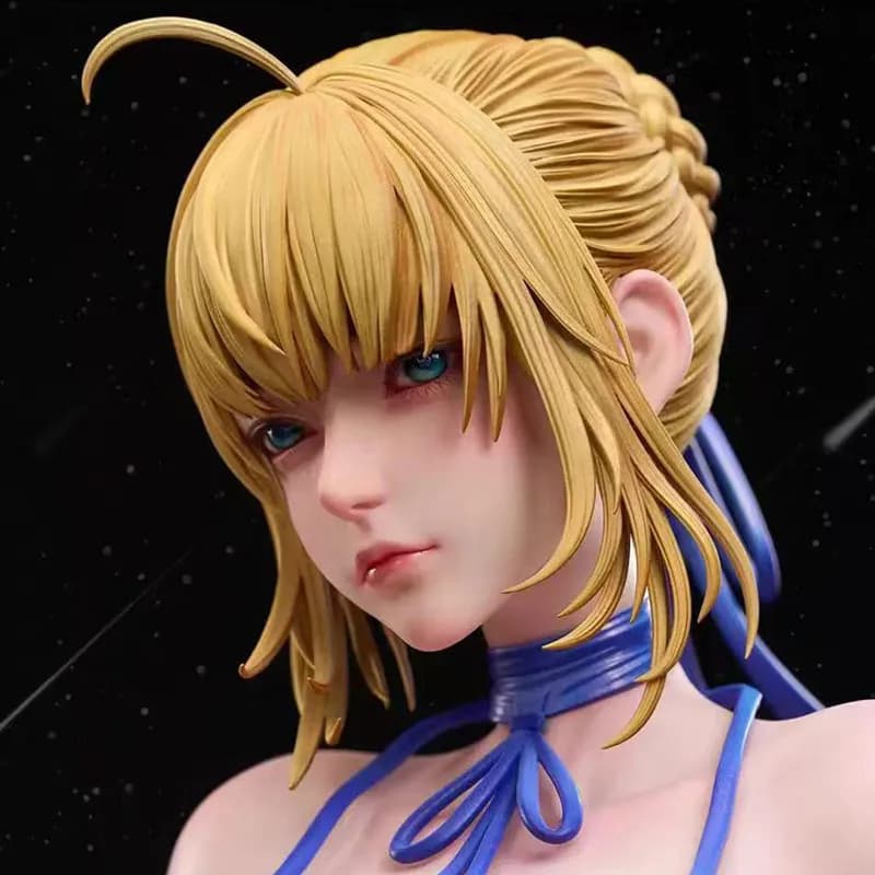 Fate/Stay Night Saber Figure - Artoria Pendragon Pvc Statue - 19cm Anime Girl Action Model Collectible Toy Gift (Swimsuit Ver.)
