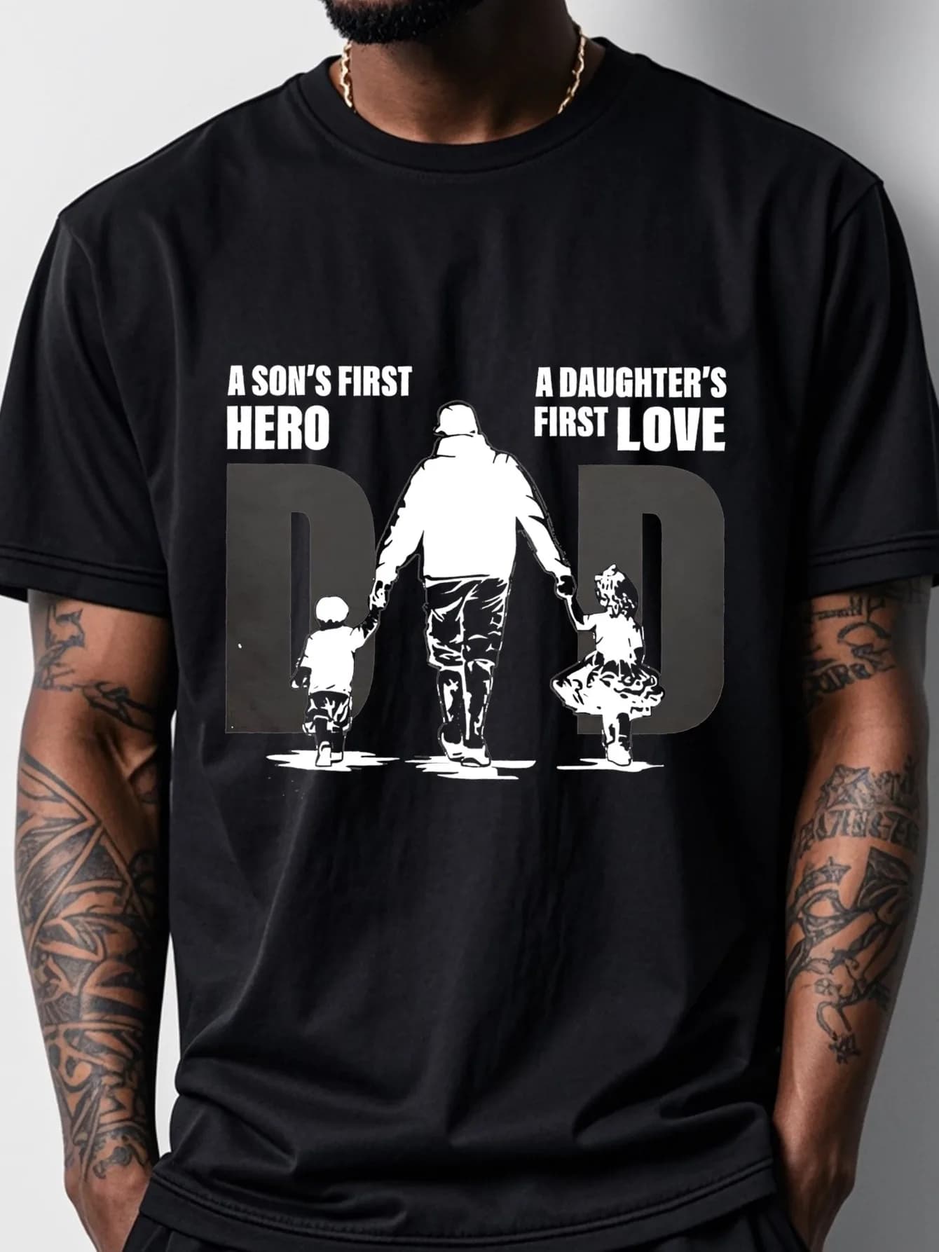 T-shirt "A Son's First Hero/Pather" - 100% cotone, maglietta unisex per tributo alla famiglia, abbigliamento casual per tutte le stagioni