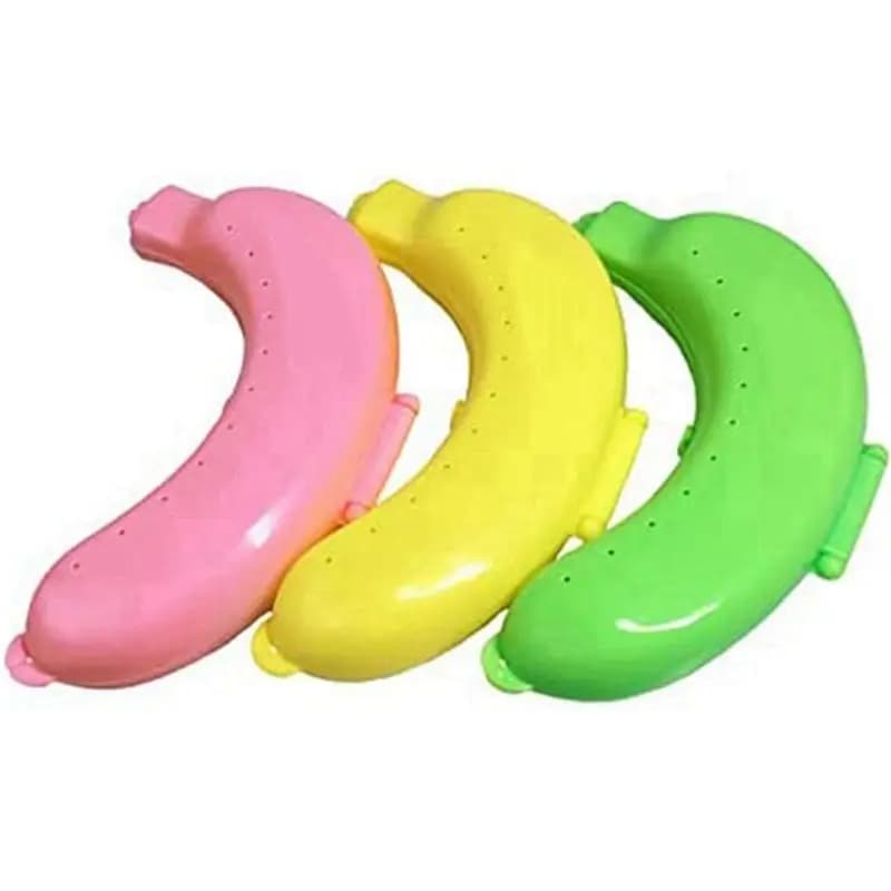 AEE4-Banana Custodia protettiva per banana carina Scatola portaoggetti Porta banane portatile per scatole per il pranzo, contenitore per frutta senza BPA