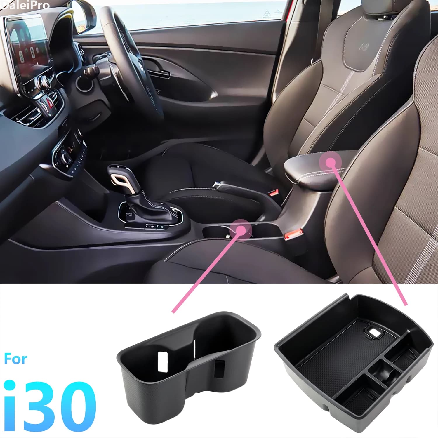 RHD For Hyundai i30 i30N 2021 2022 2023 2024 2025 Center Console Organizer Tray Armrest Storage Box Cup Holder Box Accessories