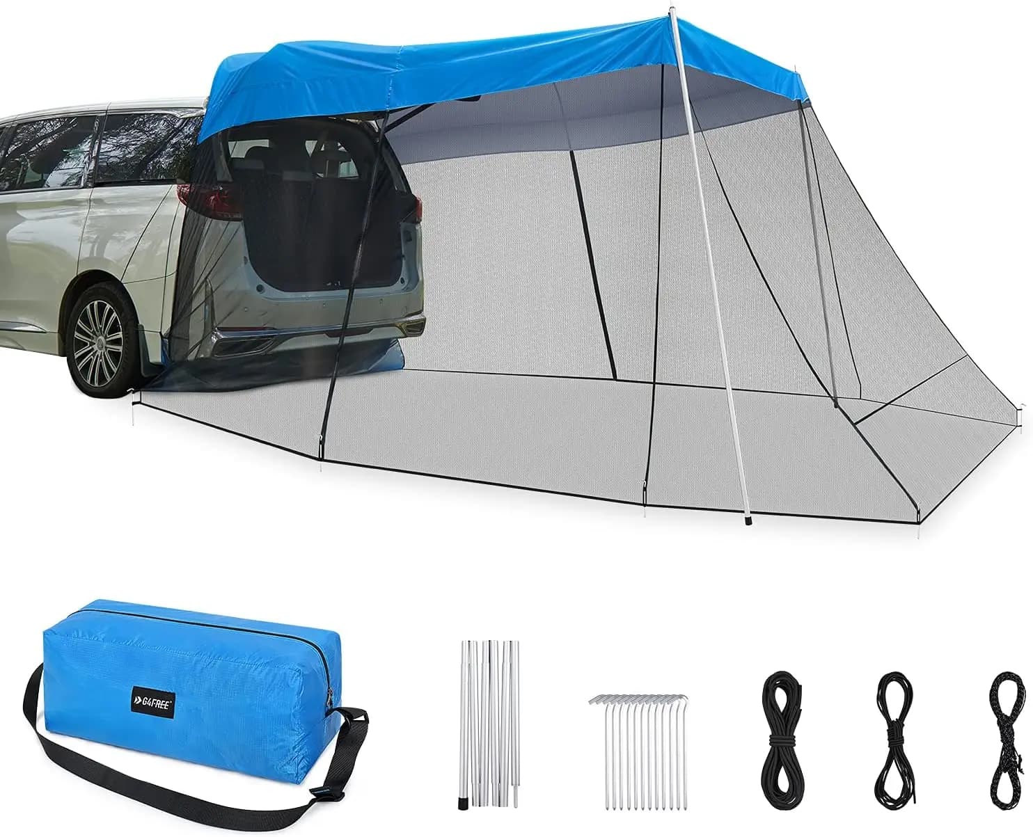 Tenda da Auto Portatile con Zanzariera, Tenda Parasole per SUV per Campeggio e Viaggi all'Aperto in Blu