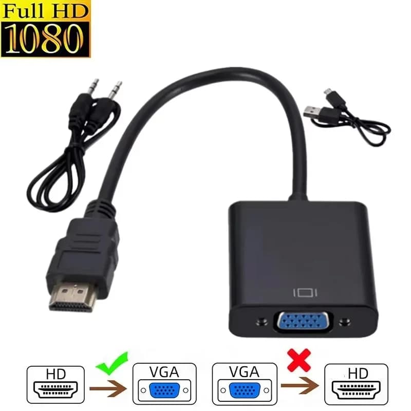 HDMI-compatible To VGA Converter With Audio Power Supply HDTV Male To VGA Female Adapter HD 1080P For PS4 TV Box Xbox TV Laptops