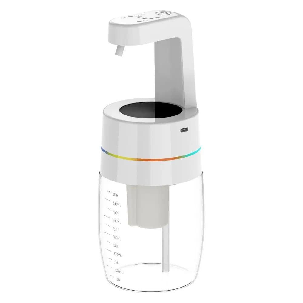 Dispenser automatico di sapone con ricarica USB Luce respiratoria Dispenser di lozione regolabile a 4 marce Lavatrice intelligente montata a parete