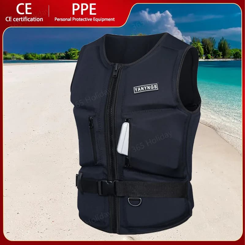 Comp Vest CE Approved Neoprene Life Jacket Wake Surfing Impact Vest JET SKI Buoyancy Vest Great for Watersports Activities