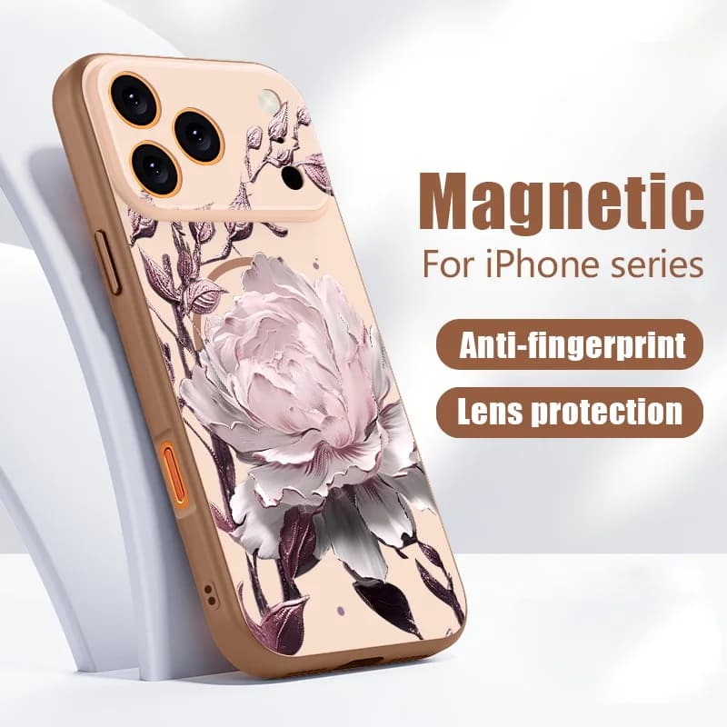 Custodia Colorata con Fiori per iPhone 17 Pro Max, Cover Magnetica Ibrida TPU+PC Opaca per MagSafe, Compatibile con iPhone 16 15 14 13 Pro Max