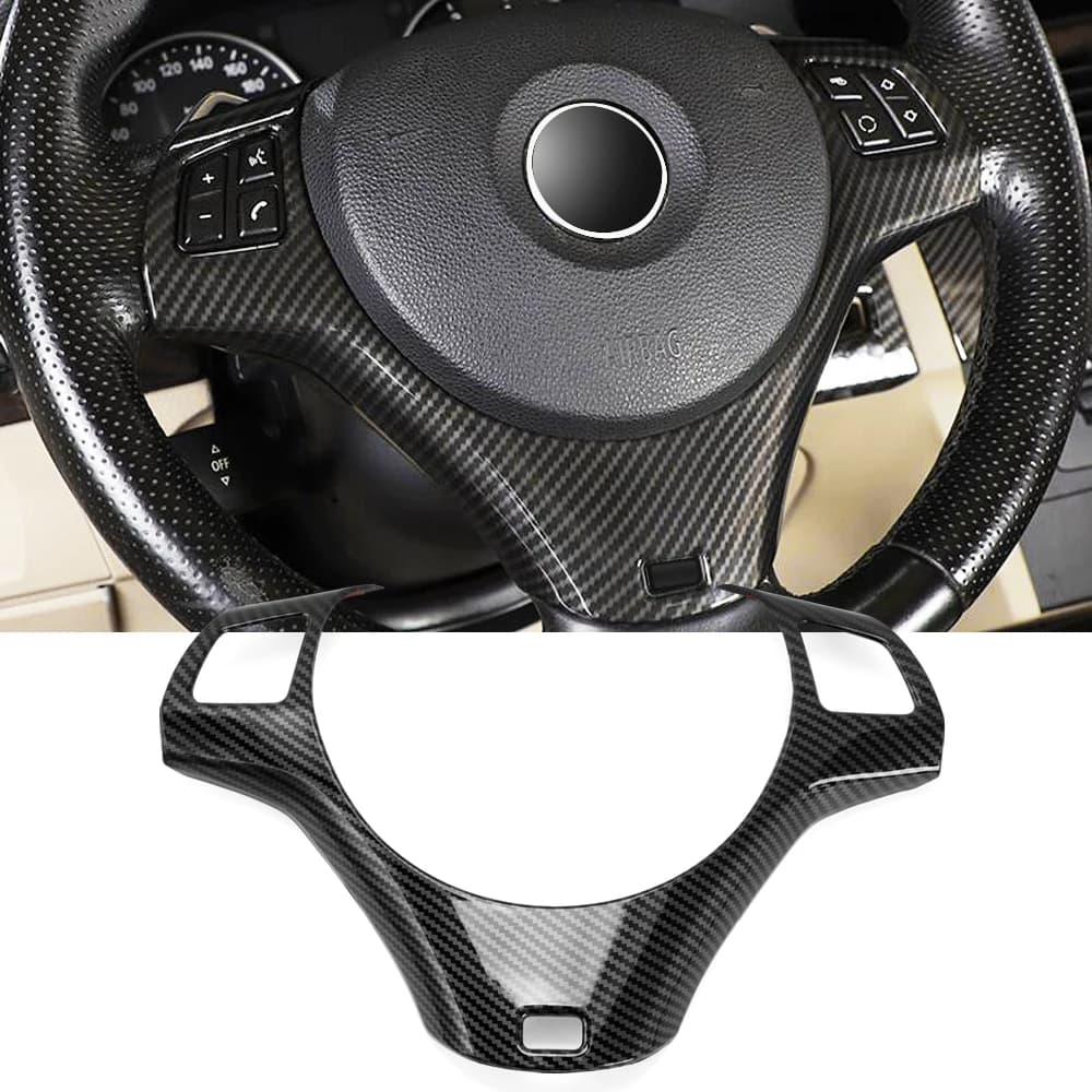Carbon Fiber Car Steering Wheel Panel Decoration Cover Trim Moulding Sticker for BMW 1 3 Series E87 E90 E92 E93 2005-2012